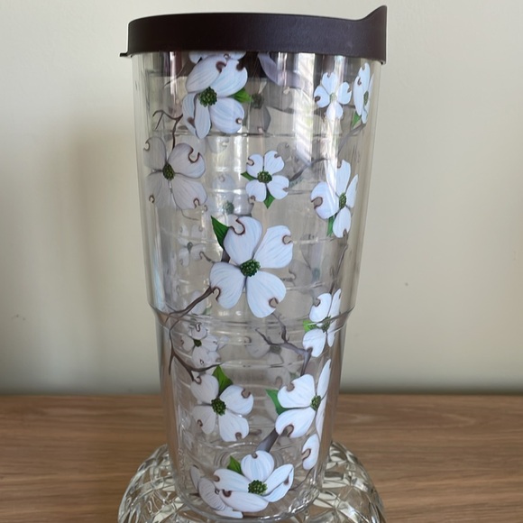 TERVIS 24 OUNCE COLD/HOT TUMBLER with LID Floral Design in White Brown G… - Picture 2 of 8